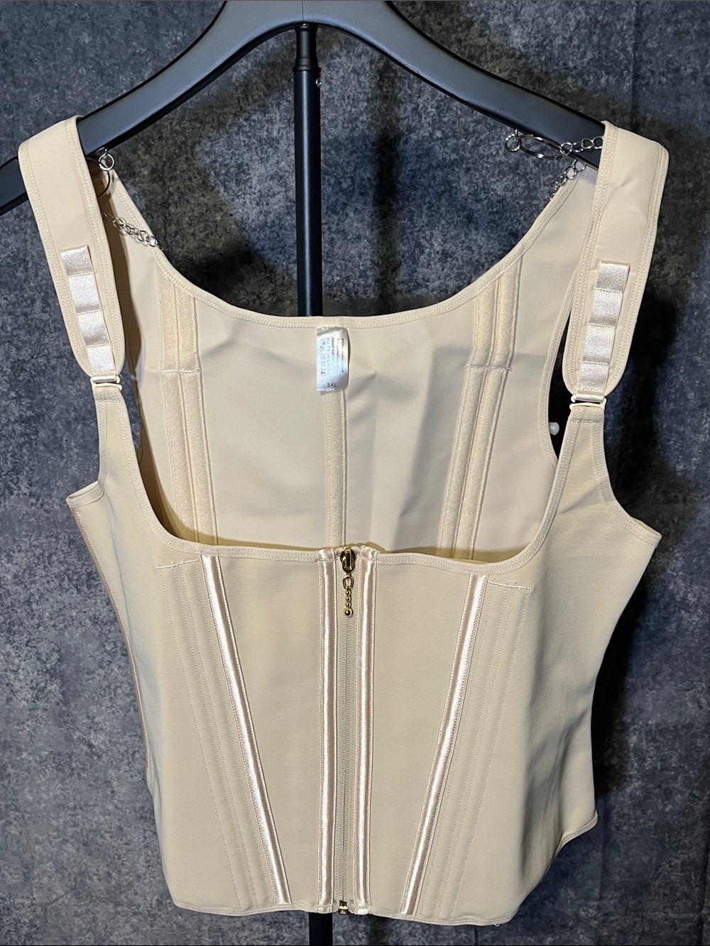 Women’s Beige Corset Tank Top With Adjustable Straps